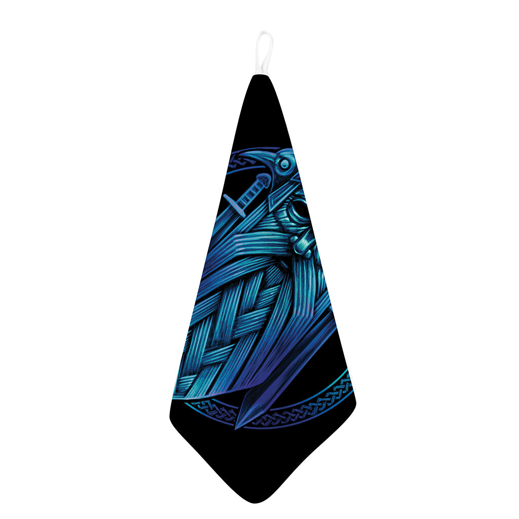 Blue Viking Norse God Odin Print Hand Towel