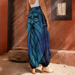 Blue Viking Norse God Odin Print Harem Pants