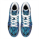 Blue Viking Norse God Odin Print High Top Leather Sneakers