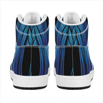 Blue Viking Norse God Odin Print High Top Leather Sneakers