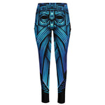 Blue Viking Norse God Odin Print High-Waisted Pocket Leggings