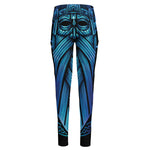 Blue Viking Norse God Odin Print High-Waisted Pocket Leggings