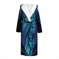 Blue Viking Norse God Odin Print Hooded Bathrobe