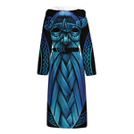 Blue Viking Norse God Odin Print Hooded Bathrobe