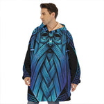 Blue Viking Norse God Odin Print Hoodie Blanket