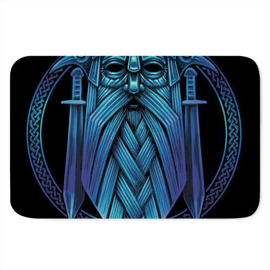 Blue Viking Norse God Odin Print Indoor Door Mat