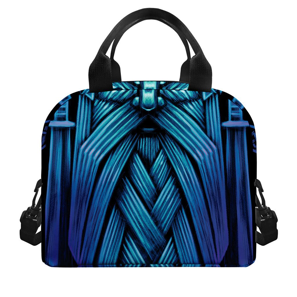 Blue Viking Norse God Odin Print Insulated Lunch Bag