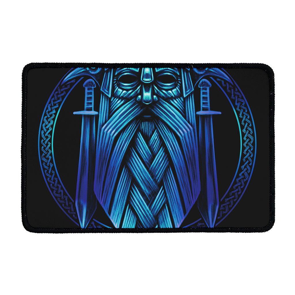 Blue Viking Norse God Odin Print Kitchen Mat