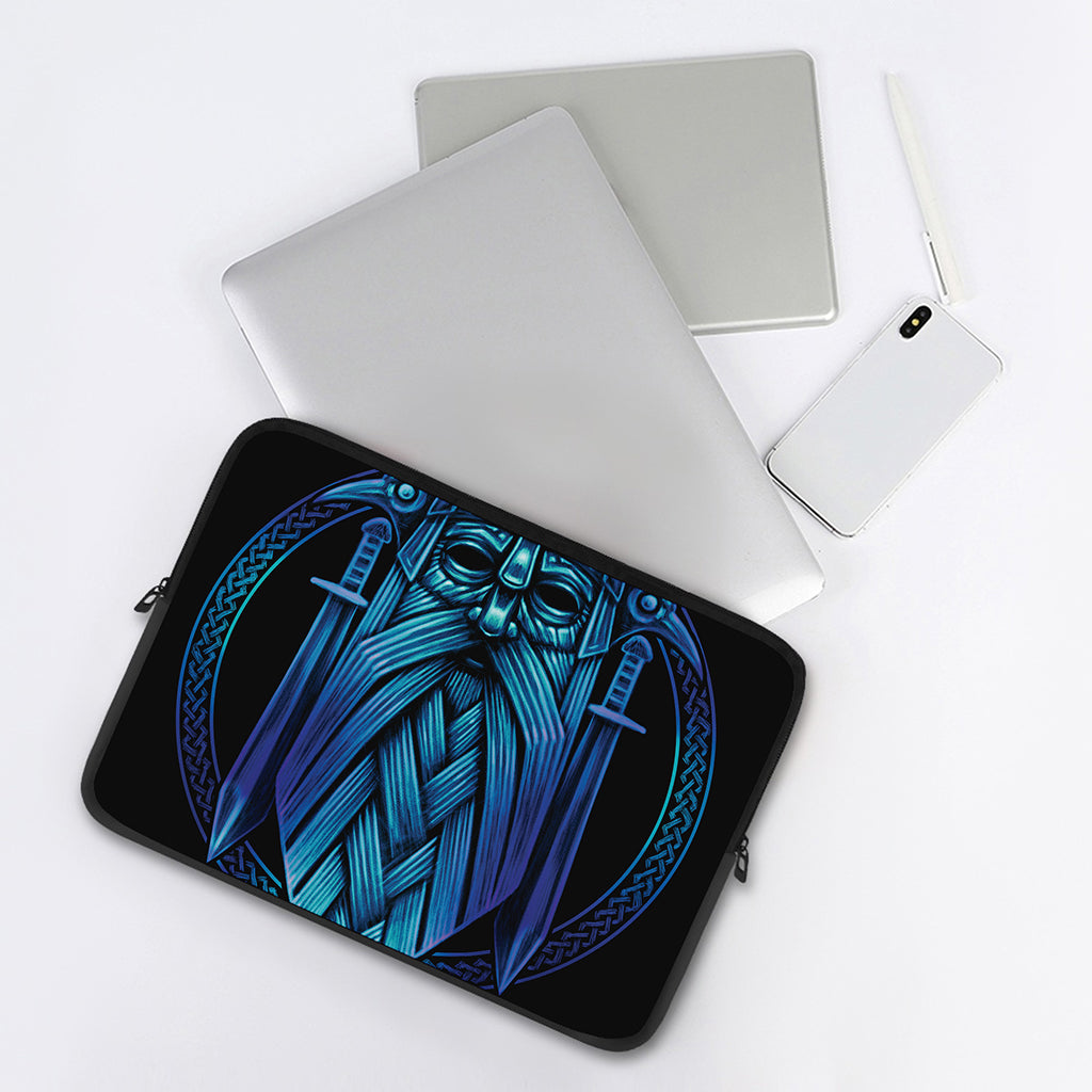 Blue Viking Norse God Odin Print Laptop Sleeve