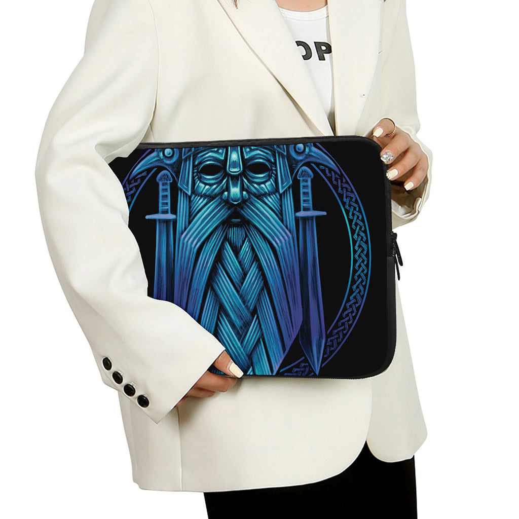 Blue Viking Norse God Odin Print Laptop Sleeve