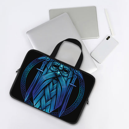 Blue Viking Norse God Odin Print Laptop Sleeve With Handle