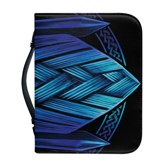 Blue Viking Norse God Odin Print Leather Bible Cover