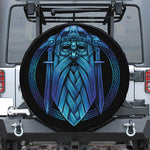 Blue Viking Norse God Odin Print Leather Spare Tire Cover