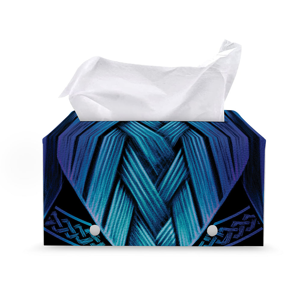 Blue Viking Norse God Odin Print Leather Tissue Box Cover