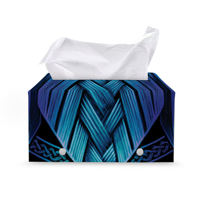 Blue Viking Norse God Odin Print Leather Tissue Box Cover
