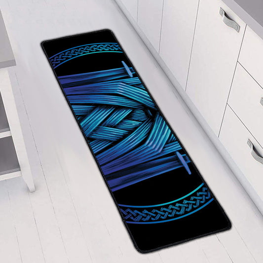 Blue Viking Norse God Odin Print Long Kitchen Mat