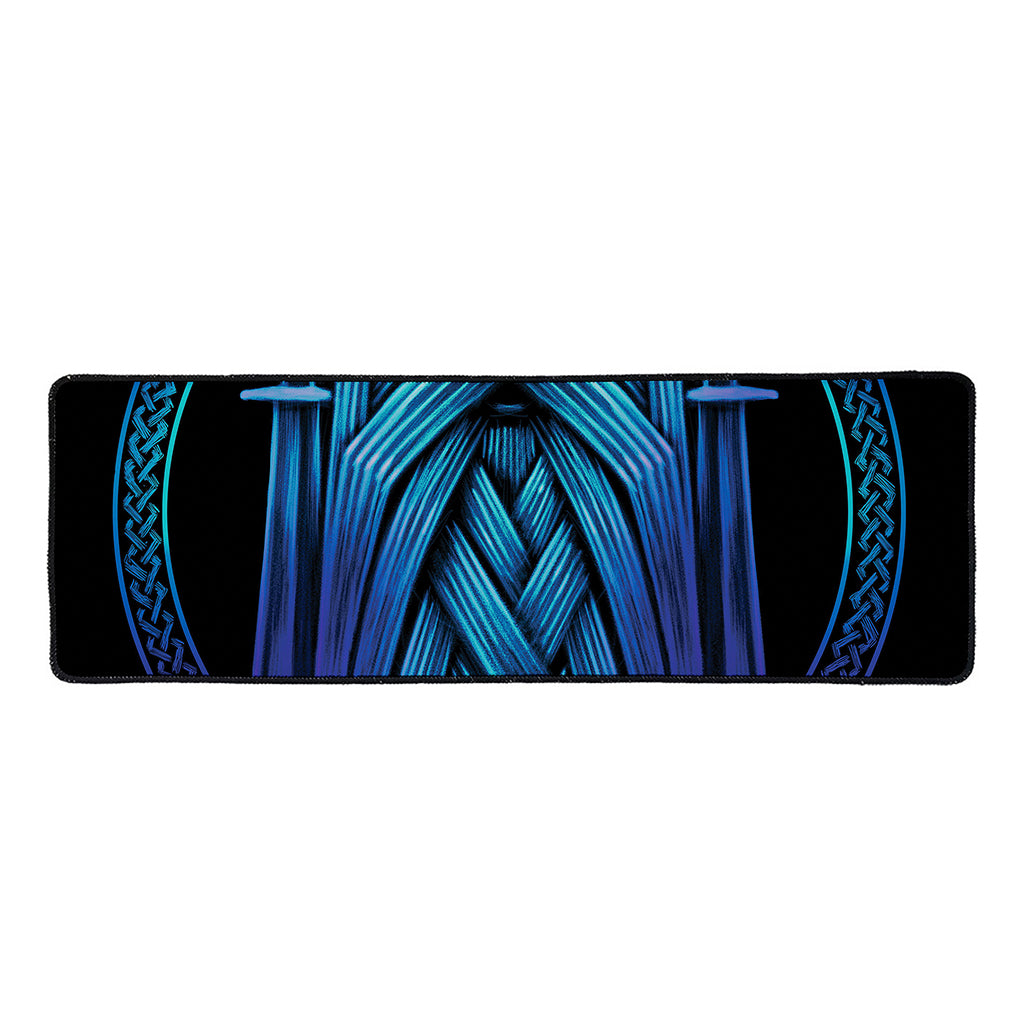 Blue Viking Norse God Odin Print Long Kitchen Mat