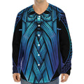 Blue Viking Norse God Odin Print Long Sleeve Baseball Jersey