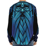 Blue Viking Norse God Odin Print Long Sleeve Baseball Jersey