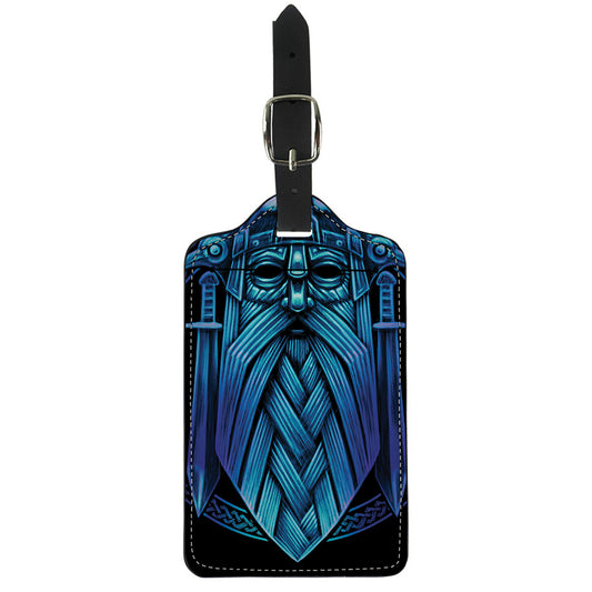 Blue Viking Norse God Odin Print Luggage Tag