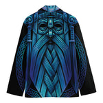 Blue Viking Norse God Odin Print Men's Blazer
