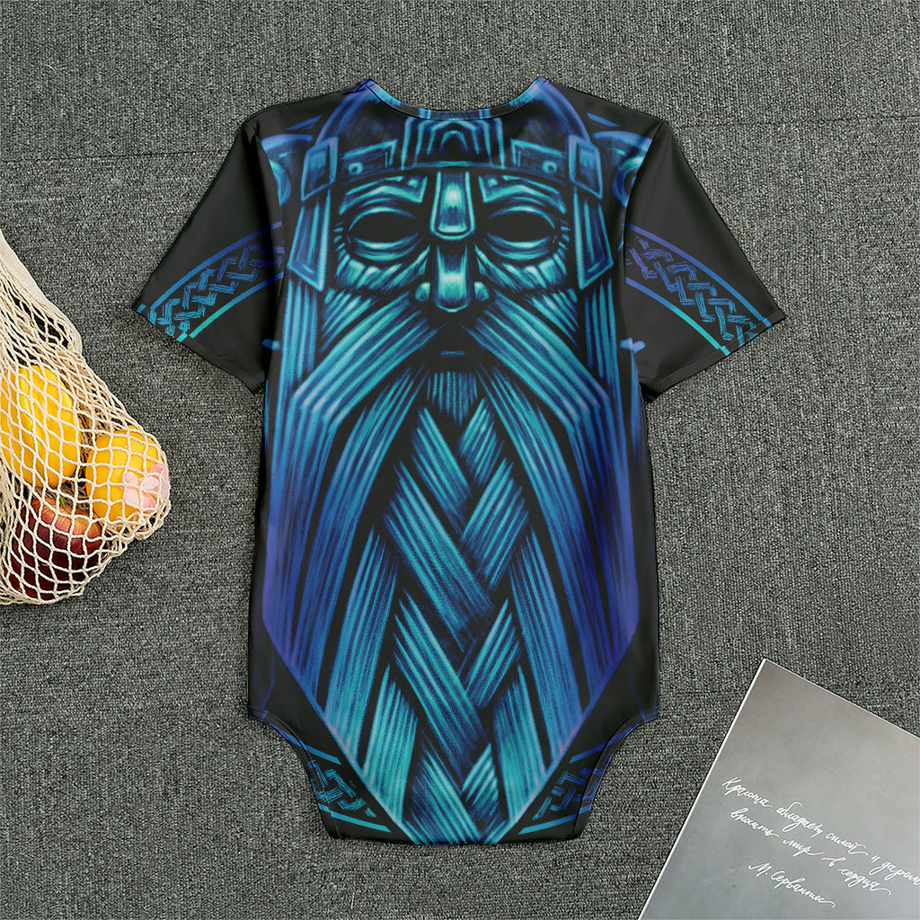 Blue Viking Norse God Odin Print Men's Bodysuit