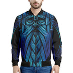 Blue Viking Norse God Odin Print Men's Bomber Jacket