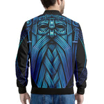 Blue Viking Norse God Odin Print Men's Bomber Jacket