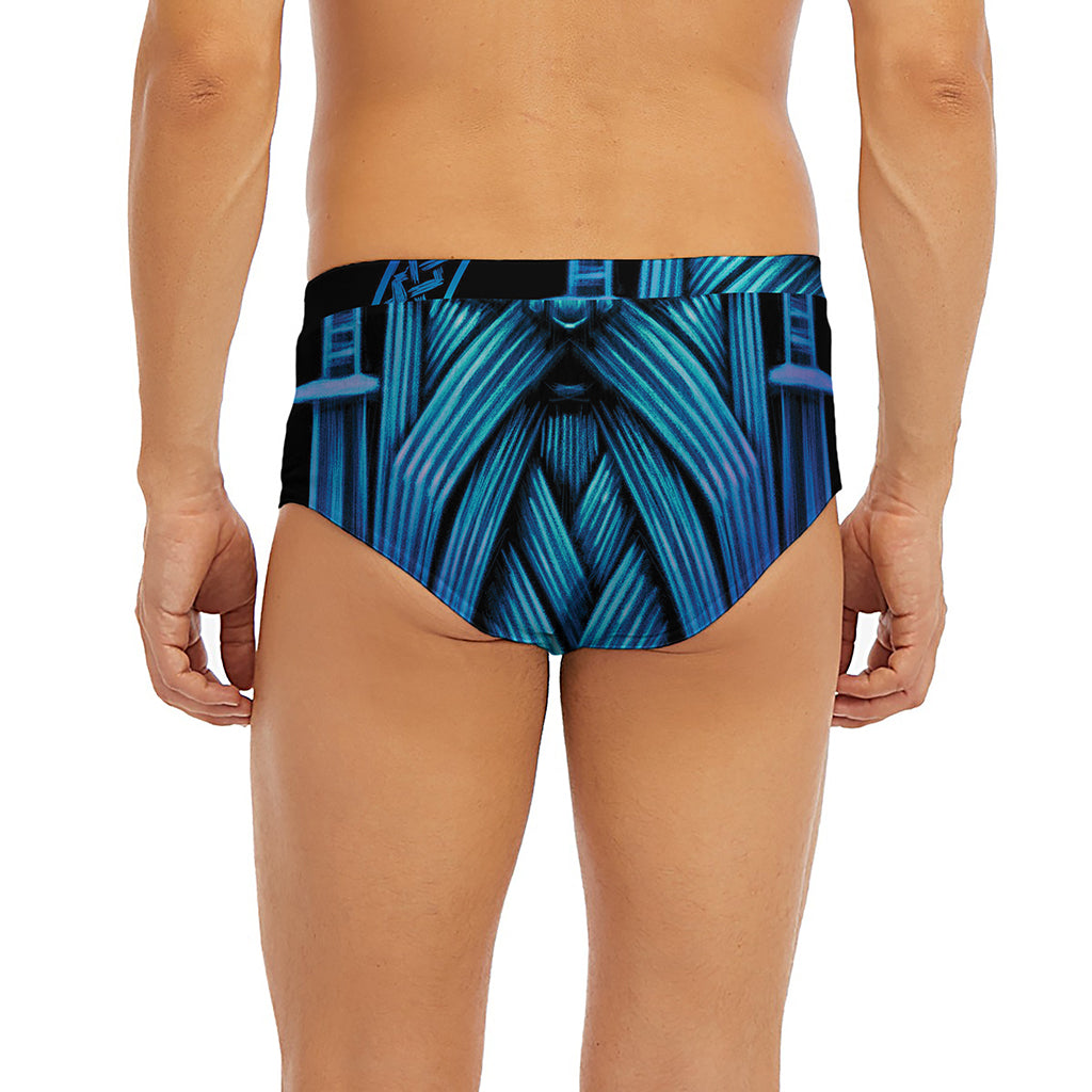 Blue Viking Norse God Odin Print Men's Briefs
