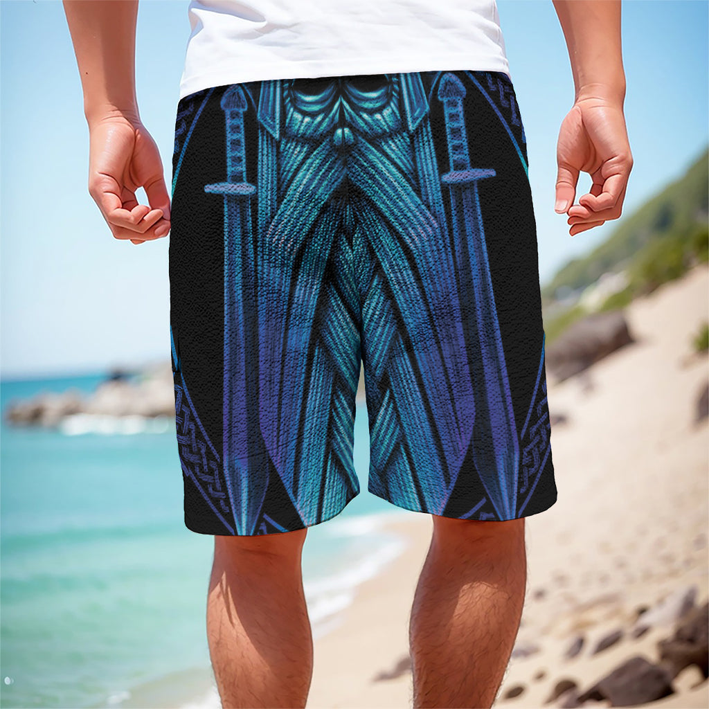 Blue Viking Norse God Odin Print Men's Cargo Shorts