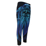 Blue Viking Norse God Odin Print Men's Compression Pants