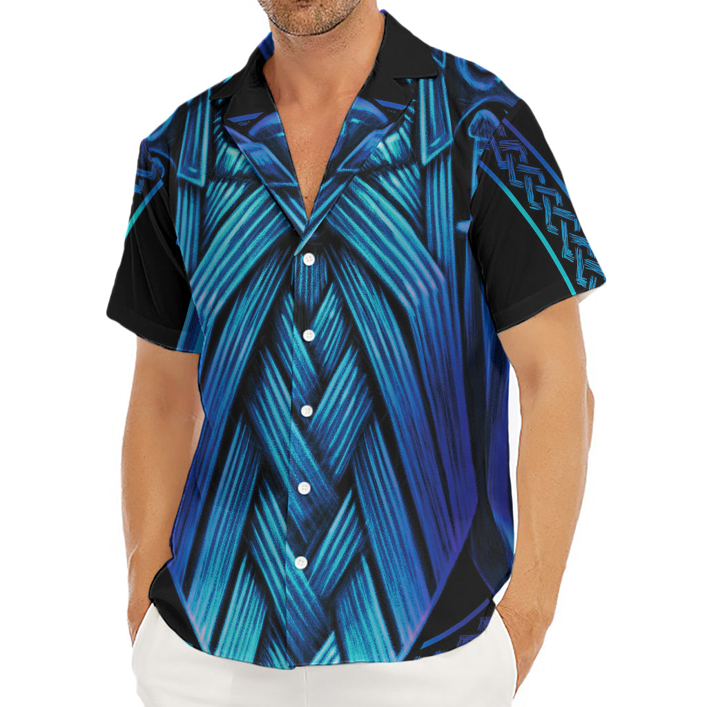 Blue Viking Norse God Odin Print Men's Deep V-Neck Shirt