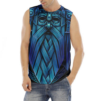 Blue Viking Norse God Odin Print Men's Fitness Tank Top