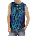 Blue Viking Norse God Odin Print Men's Fitness Tank Top