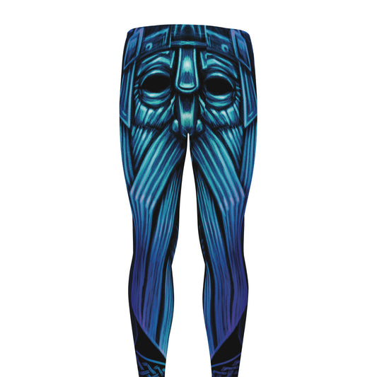 Blue Viking Norse God Odin Print Men's leggings