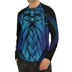 Blue Viking Norse God Odin Print Men's Long Sleeve Rash Guard