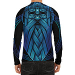 Blue Viking Norse God Odin Print Men's Long Sleeve Rash Guard