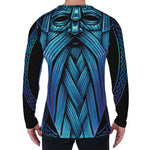 Blue Viking Norse God Odin Print Men's Long Sleeve T-Shirt