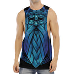 Blue Viking Norse God Odin Print Men's Muscle Tank Top