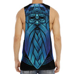 Blue Viking Norse God Odin Print Men's Muscle Tank Top