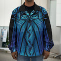 Blue Viking Norse God Odin Print Men's Shirt Jacket