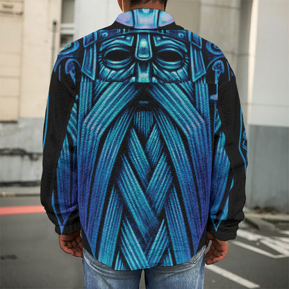 Blue Viking Norse God Odin Print Men's Shirt Jacket