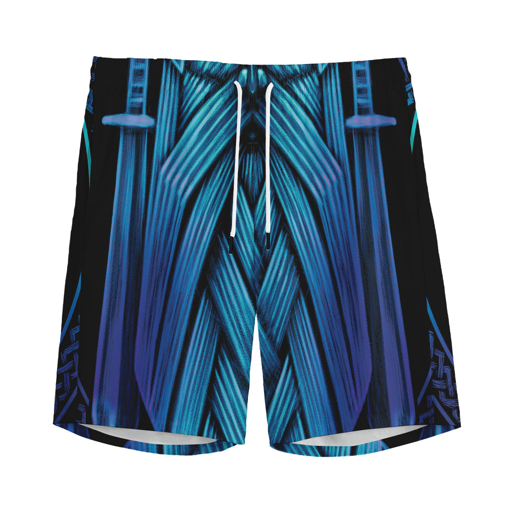 Blue Viking Norse God Odin Print Men's Sports Shorts