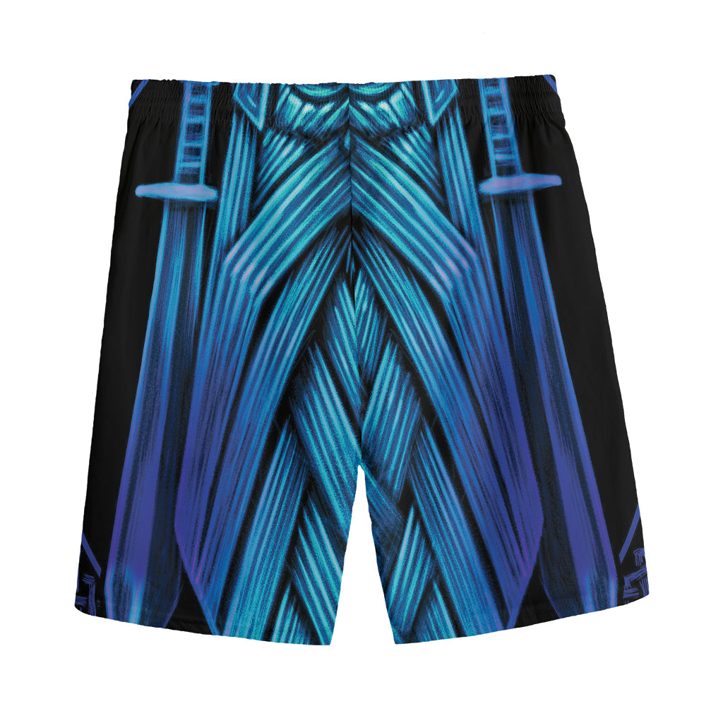 Blue Viking Norse God Odin Print Men's Sports Shorts