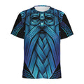 Blue Viking Norse God Odin Print Men's Athletic T-Shirt