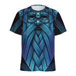 Blue Viking Norse God Odin Print Men's Sports T-Shirt