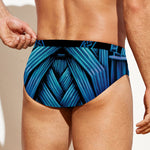 Blue Viking Norse God Odin Print Men's Swim Briefs