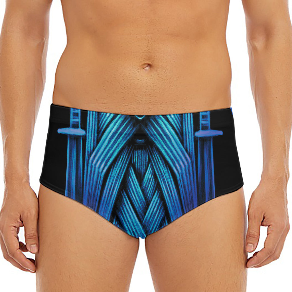 Blue Viking Norse God Odin Print Men's Triangle Swim Briefs