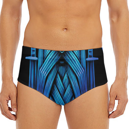 Blue Viking Norse God Odin Print Men's Triangle Swim Briefs