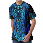 Blue Viking Norse God Odin Print Men's Velvet T-Shirt